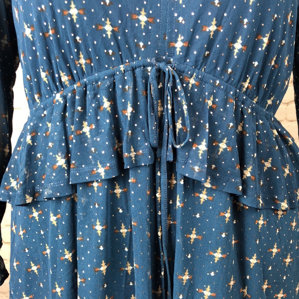 1X 2X Style & Co Blue Ruffle Mesh Overlay Top Plus Size - Picture 6 of 6